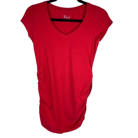 THYME Red  V-Neck Maternity Top XS - Picture 1 of 6